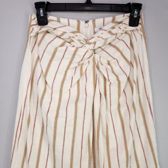 Madewell Linen Blend Slit Midi Skirt Twist-Front Sarong Stripe Women's Size 2 - Picture 4 of 13